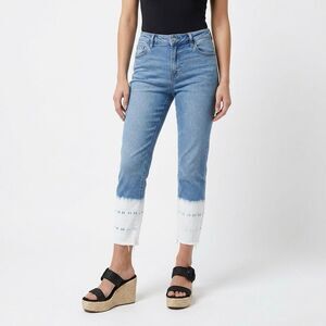 Old Navy Rockstar Super Skinny Jeans 8 Mid Rise Ankle Bleached Dip Dye Raw Hem
